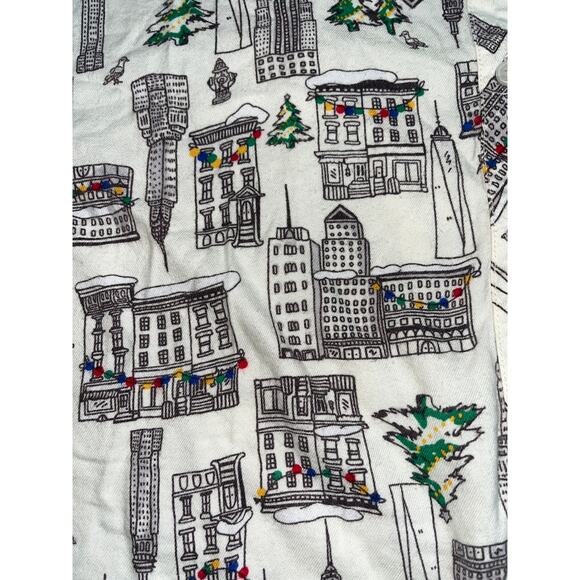 Aerie Holiday City Boyfriend Flannel Pajama Top Button Up Sleepwear, Size Large - Picture 9 of 11